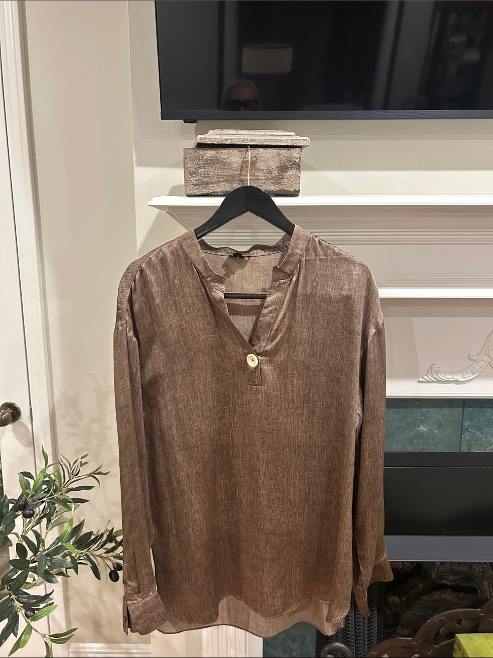 Worth Brown Long-Sleeve Casual Button-Down Shirt